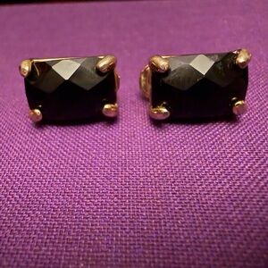 Black Clip on Earrings with Gold Accents